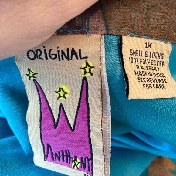 Original Anthony VTG Asian floral print and butterfly sleeved open kimono lined - Picture 11 of 12